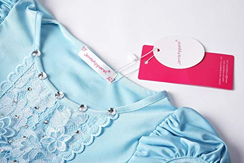 JERRIS APPAREL GIRLS PRINCESS COSTUME PUFF SLEEVE FANCY DRESS UP - BLUE - 7Y - Like New