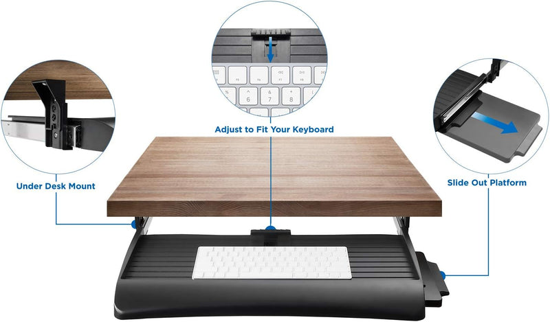 Mount-It Keyboard Drawer Under Desk with Mouse Platform, 21 inch Wide - Black Like New