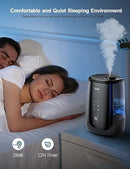 Grelife 5L Ultrasonic Warm and Cool Mist Top Fill Air Vaporizer 5L - Black - Brand New