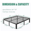 LAKKURI 12IN HIGH PLATFORM METAL QUEEN SIZE BED FRAME QUEEN 4004-12A - BLACK - Like New