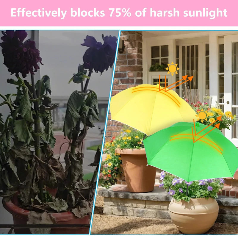 TRYLY PLANT UMBRELLAS FOR OUTDOOR GARDEN UMBRELLA 4 PC - YELLOW,PINK,BLUE,GREEN - Like New