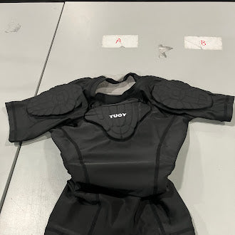 TUOY PADDED TSHIRT COMPRESSION SHORT SLEEVE - SIZE: YOUTH YM - BLACK/GRAY - Brand New