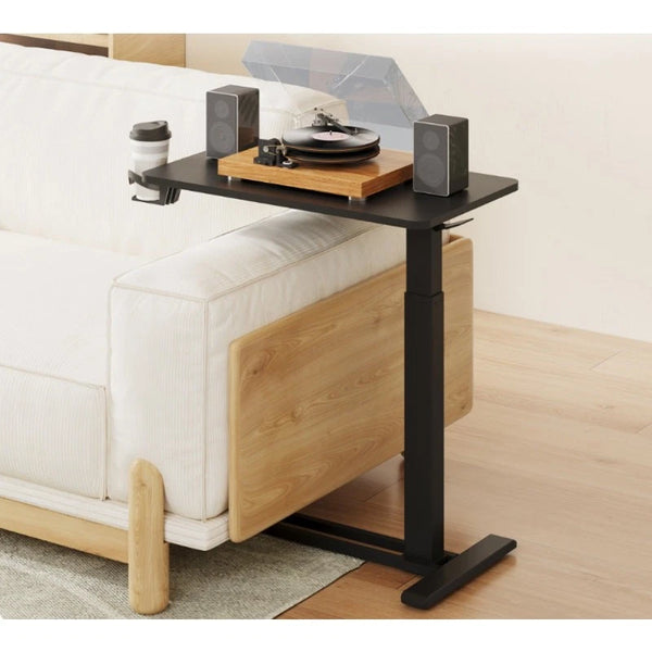 FLEXISPOT ADJUSTABLE SLIDING BEDSIDE TABLE W HIDDEN CASTERS 32IN X 18IN - BLACK - Like New