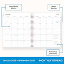 BLUE SKY 2026 MONTHLY PLANNER CALENDAR, 8" X 10", FLEXIBLE FROSTED COVER - Brand New