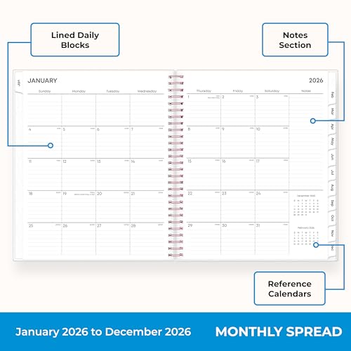 BLUE SKY 2026 MONTHLY PLANNER CALENDAR, 8" X 10", FLEXIBLE FROSTED COVER - Brand New