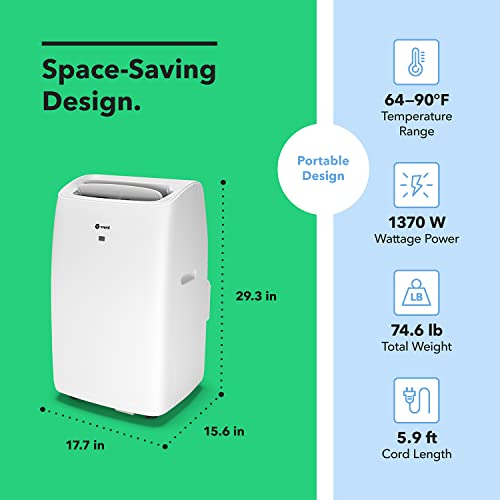 VREMI 10,000 BTU PORTABLE AIR CONDITIONER WITH HORIZONTAL DESIGN - WHITE - Like New