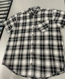 BLACK HORSE MEN'S L WOVEN PLAID SHIRT - BLACK AND WHITE MENS - BLACK AND WHITE - Brand New