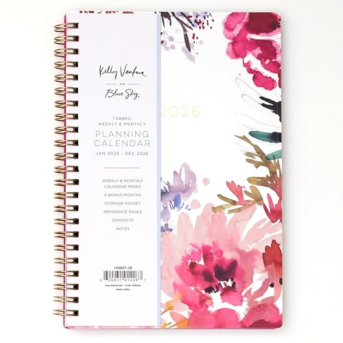 Blue Sky Kelly Ventura 2026 Weekly and Monthly Planner Calendar - Magenta Blooms - Brand New