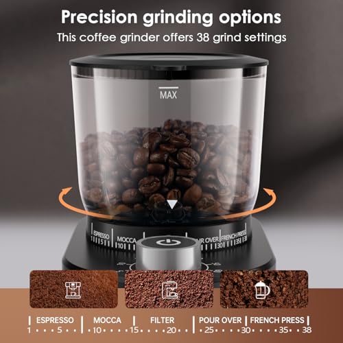 SOWTECH CONICAL BURR COFFEE GRINDER ELECTRIC MILL grain size timer 800W - BLACK - Like New