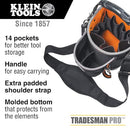 KLEIN TOOLS TOOL TOTE, 8 IN W X 5 IN D X 10 IN H, BLACK, POLYESTER - BLACK - Like New