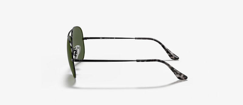 RAY-BAN RB3689 914831 58-14 AVIATOR METAL II BLACK FRAME GREEN LENSES 55MM - Like New
