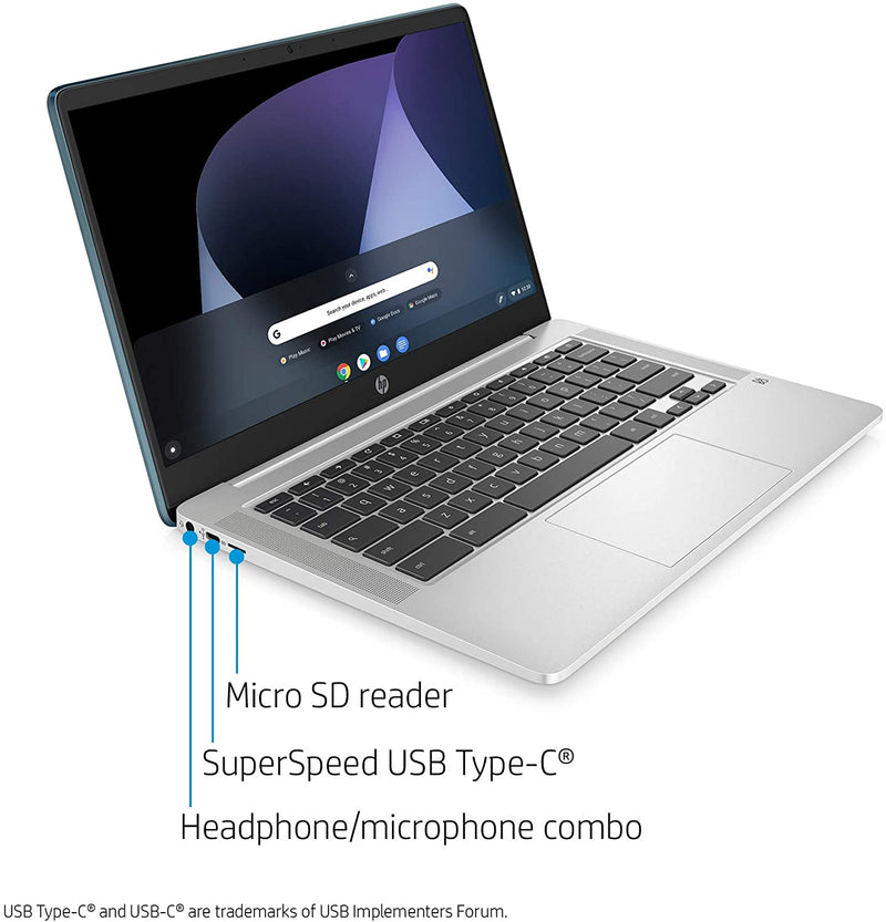 HP Chromebook Laptop 14" FHD N4000 4 32GB eMMC Forest Teal 14a-na0090nr Like New