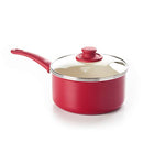 GreenLife Soft Grip Healthy Ceramic Nonstick Saucepan with Lid, 3QT, Red - Brand New