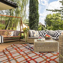 SUPERIOR GEOMETRIC MODERN DIAMOND LATTICE INDOOR OUTDOOR AREA RUG 5X7 - CREAM - Like New