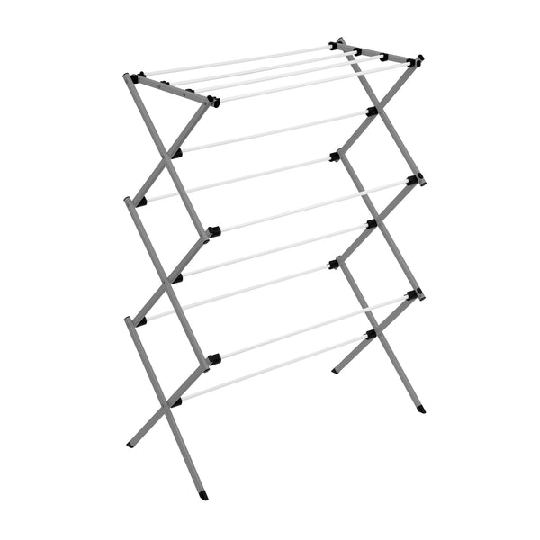 HONEY-CAN-DO COLLAPSIBLE LAUNDRY & TOWEL RACK, STURDY, STEEL - WHITE/ SILVER - Brand New