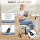 Armless Office Desk Chair Ergonomic 360° Swivel Rolling PU Leather Chair - White - Brand New