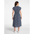 TIME AND TRU WOMEN’S SMOCKED WAIST MIDI DRESS,FLUTTER SLEEVES - 1X - DARK NAVY - Like New