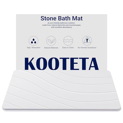 KOOTETA STONE BATH MAT DIATOMACEOUS EARTH SHOWER MAT NON-SLIP SBM-BL-W - WHITE - Like New