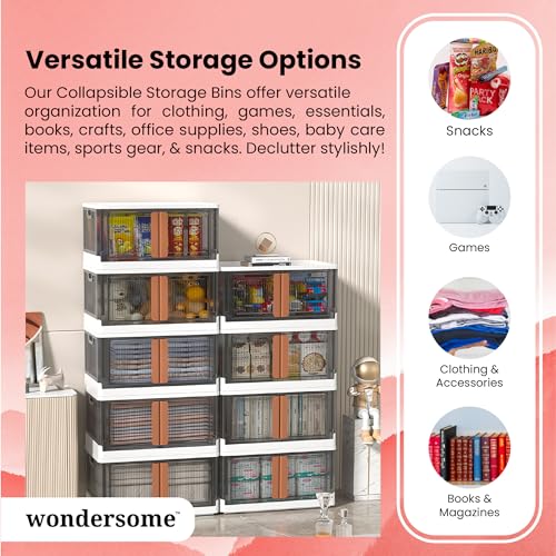 WONDERSOME WS-CSB-72L12PK-DI COLLAPSIBLE STORAGE BINS 12PC 8.5-GALLON/33.8-QUART - Brand New