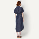Amazon Essentials Women Short Sleeve Dress with Belt Dark Midnight XL - Like New