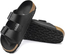 BIRKENSTOCK MEN'S ARIZONA BIRKO-FLOR TWO STRAP SLIDES/SANDALS LEATHER 11 - BLACK - Brand New
