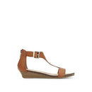 RL06494SY KENNETH COLE REACTION GREAT GAL T-STRAP WEDGE SANDAL SIZE 8 TOFFEE - Like New