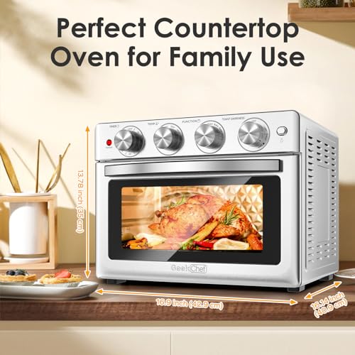 Geek Chef Air Fryer Toaster Oven 7-In-1 Toaster Oven Countertop 26QT Like New