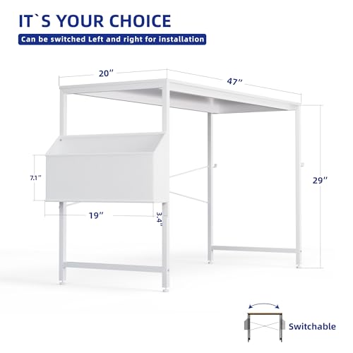 Pamray 47 Inch Computer Desk for Small Spaces with Storage Bag Home Office Work - Like New