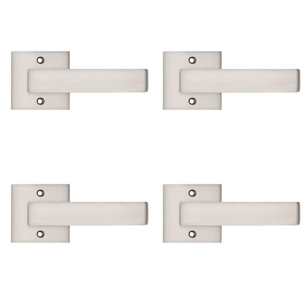 Probrico 4 Pack Contemporary Dummy Door Lever with Satin Nickel Finish - Like New