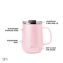 SIMPLE MODERN TRAVEL COFFEE MUG REUSABLE INSULATED COFFEE TUMBLER - BLUSH - Like New