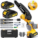 TIETOC MINI CORDLESS CHAINSAW 6 INCH HANDHELD CHAIN SAW - YELLOW/BLACK - Like New