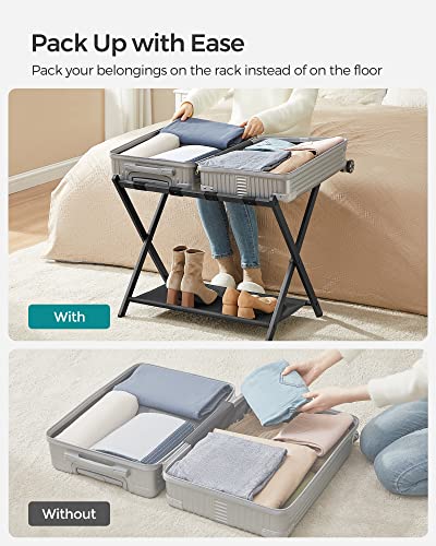 SONGMICS LUGGAGE RACKS FOR GUEST ROOM SET OF 2 SUITCASE STAND URLR003B02 - BLACK - Like New