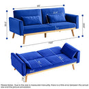 DKLGG Blue Futon Sofa Bed, Velvet Convertible Sofa Couch Sleeper - Like New
