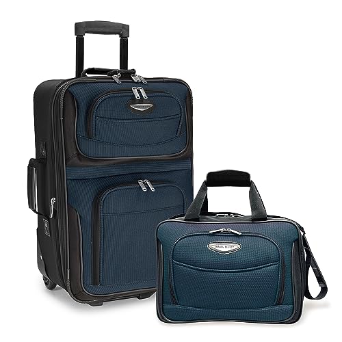 Travel Select Amsterdam Expandable Rolling Upright Luggage, Navy, 2-Piece Set - Brand New