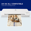 ZYERCH LAMINATOR 9" A4 LAMINATOR MACHINE, DESKTOP THERMAL LAMINATOR - WHITE - Like New
