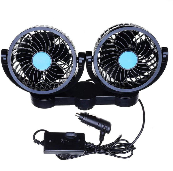 ZONETECH CAR COOLING AIR FAN 12V- DUAL HEAD - BLACK 1 PACK - Like New