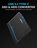 SABRENT USB 3.2 TYPE C M.2 PCIE NVME + 2.5/3.5 INCH SSD & HDD CONVERTER - Like New