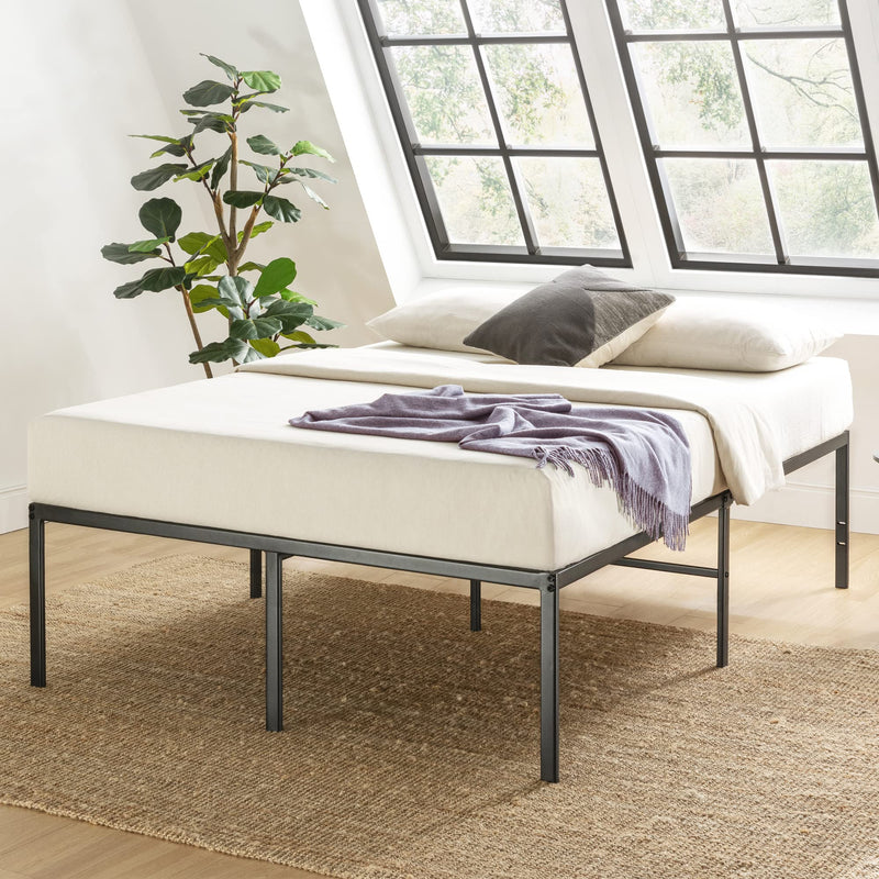 BEST PRICE MATTRESS QUEEN METAL WOOD BLACK 18 INCH BED FRAME - BLACK - Like New