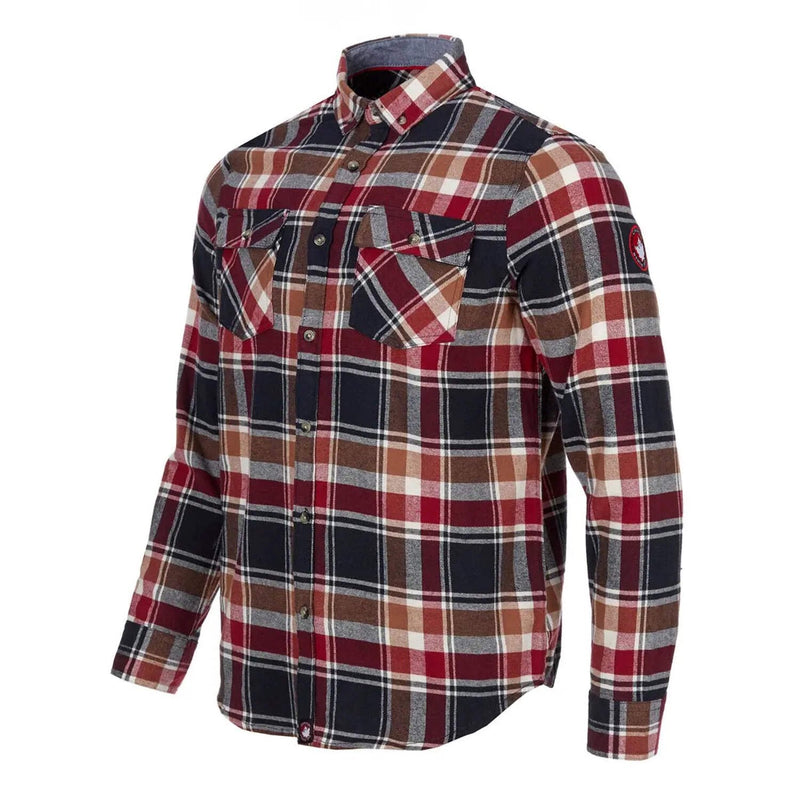 CANADA WEATHER GEAR MEN'S FLANNEL SHIRT - SIZE: MEN L - NAVY CARAMEL - Brand New