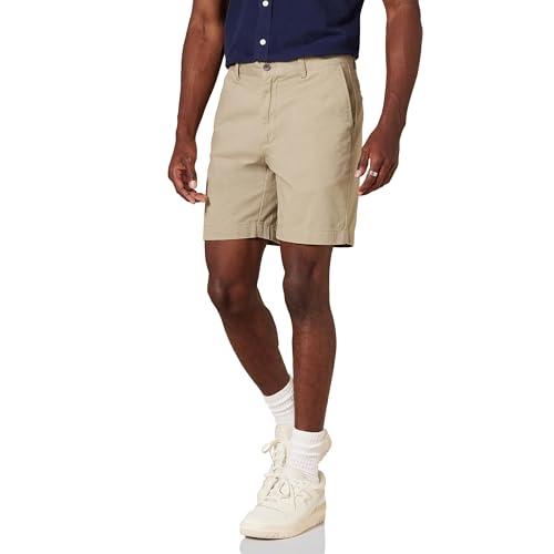 AMAZON ESSENTIALS MEN'S SLIM-FIT 7" CHINO SHORT, SIZE MEN 28, KHAKI - Brand New
