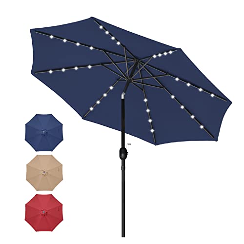 Simple Deluxe 9' Solar Umbrella 32 LED Lighted Patio Umbrella - Dark Blue - Like New