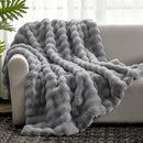 COZY BLISS FAUX FUR THROW BLANKET FOR COUCH, 50 * 60 INCHES - LIGHT GRAY - Like New
