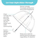 TOTES ADULT CLEAR BUBBLE UMBRELLA WITH DOME CANOPY AND LIGHTWEIGHT WIND RAIN - Brand New
