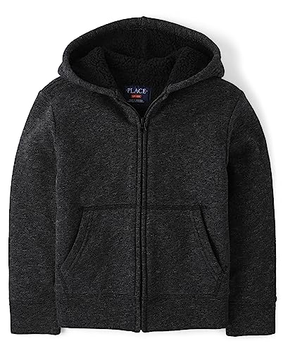 THE CHILDREN'S PLACE BOYS SHERPA ZIP UP HOODIE SIZE: MEN M BLACK - Brand New