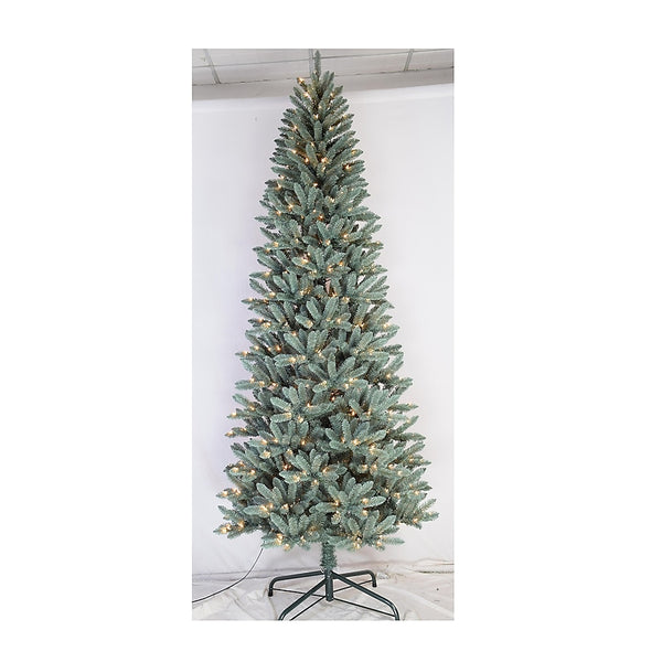 SANTA'S WORDSHOP 9-FT SPRUCE PRE-LIT SLIM BLUE ARTIFICIAL CHRISTMAS TREE - GREEN - Like New