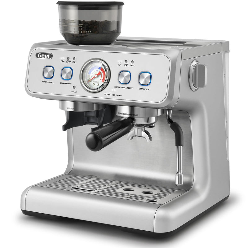 GEVI [2024 UPGRADED DUAL BOILER ESPRESSO MACHINE EZBRU 2000 - SILVER - Like New