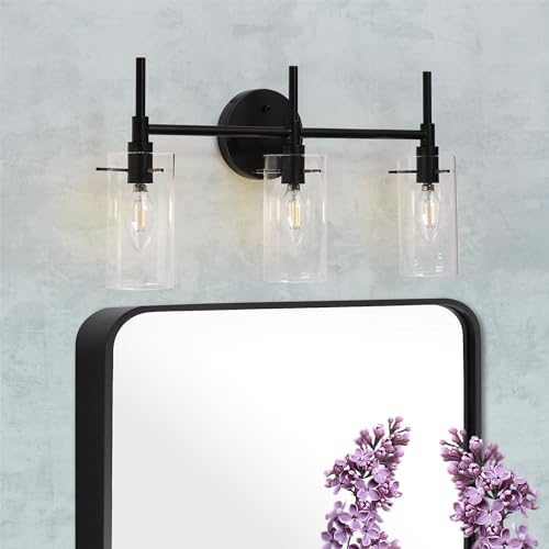 3 Light Bathroom Light Fixtures, Matte Black Bathroom Vanity Light Retro Vintage - Like New