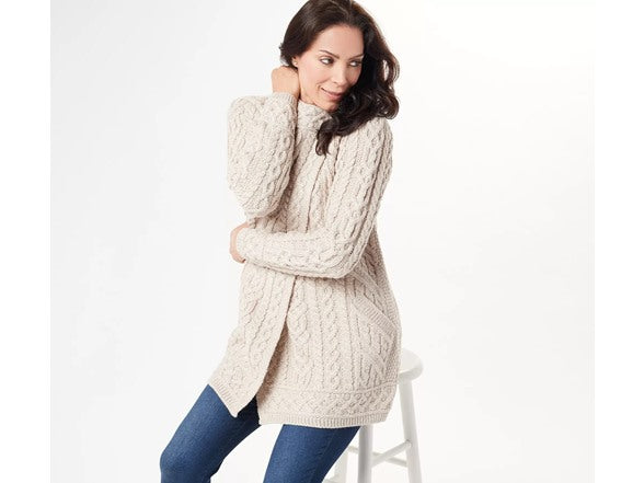 ARAN CRAFTS MERINO WOOL CARDIGAN WITH BUTTON CLOSURE - SIZE: 2XS - PARSNIP - Like New