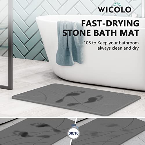 WICOLO STONE BATH MAT,DIATOMACEOUS MAT,ABSORBENT, QUICK DRYING - DARK GRAY - Like New