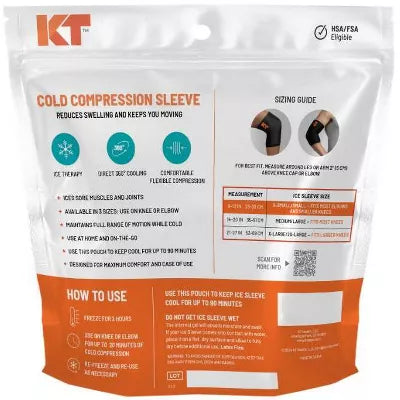 KT HEALTH KT TAPE HEALTH ICE SLEEVE - SIZE: XS/S - BLACK - Brand New